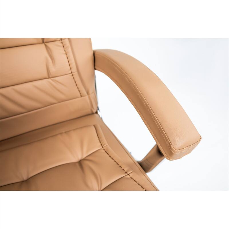 Alt View 4. HTUTWOO - Executive Office Chair High Back - PU Leather Spring Cushion, Ergonomic Swivel, Chrome Armrests, 350lbs Capacity - Camel.