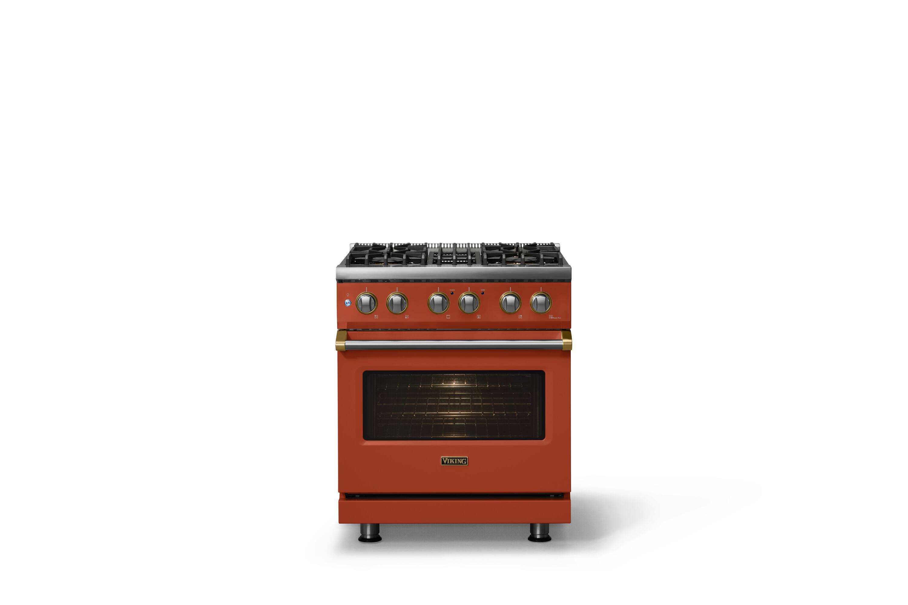 Alt View 1. Viking - 30"W. 4 Burner Pro5S 4.7 Cu. Ft. Freestanding Sealed Dual Fuel Convection LP Range-Spiced Cider/Brushed Brass - Spiced Cider.