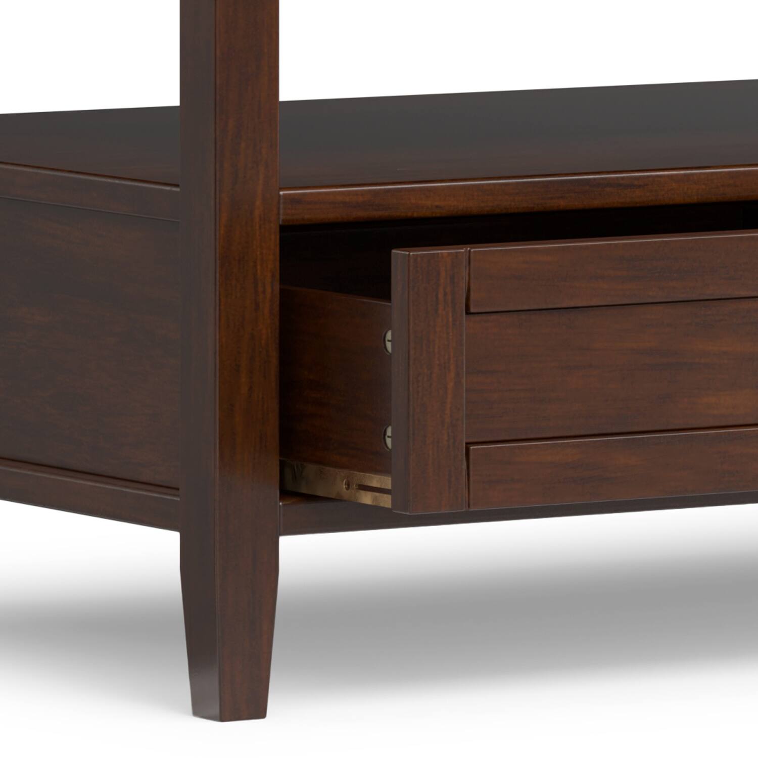 Alt View 5. Simpli Home - Warm Shaker Solid Wood 48 inch Wide Transitional Coffee Table in Russet Brown - Russet Brown.