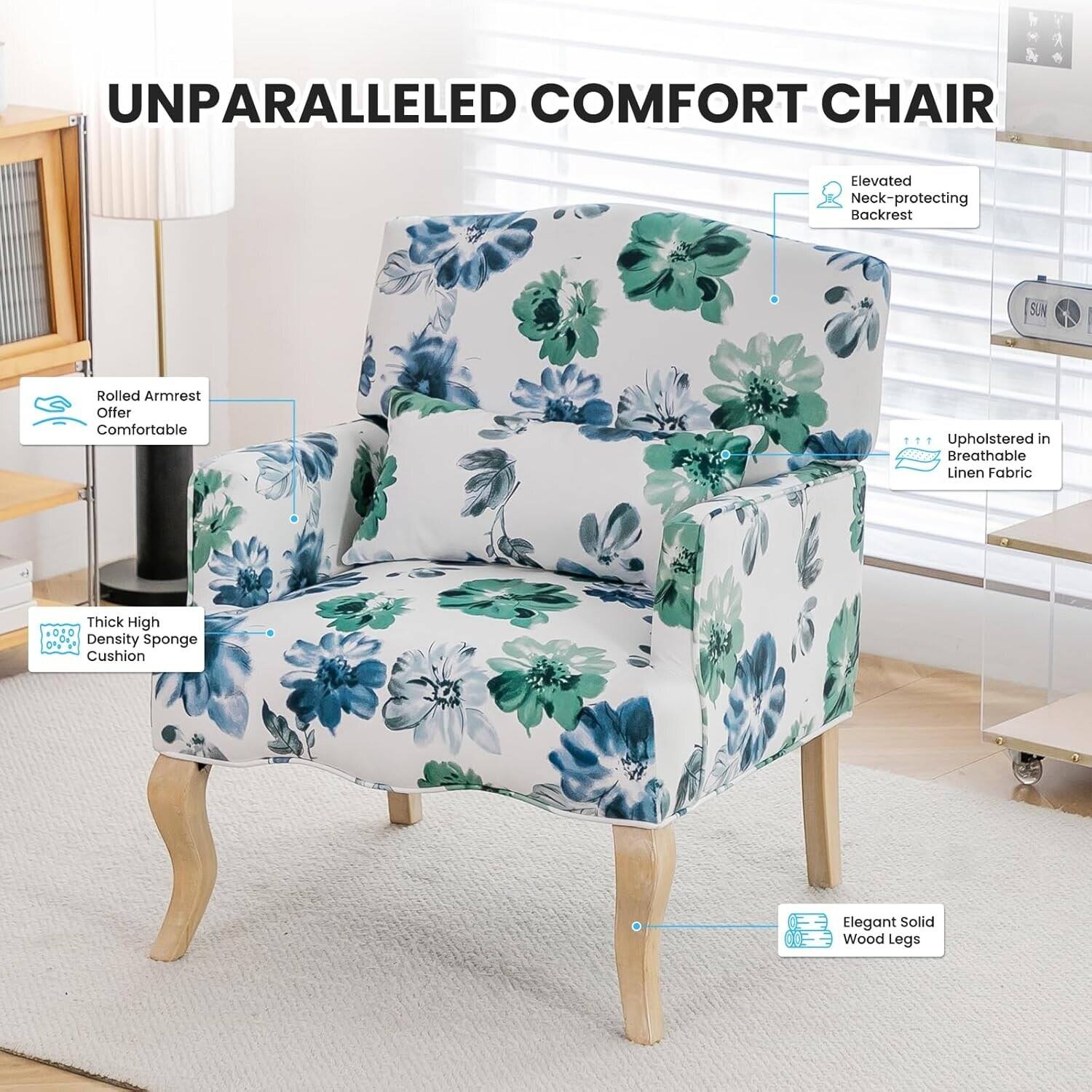 UNPARALLELED COMFORT CHAIR

- Rolled Armrest Offer Comfortable
- Elevated Neck-protecting Backrest
- Upholstered in Breathable Linen Fabric
- Thick High Density Sponge Cushion
- Elegant Solid Wood Legs