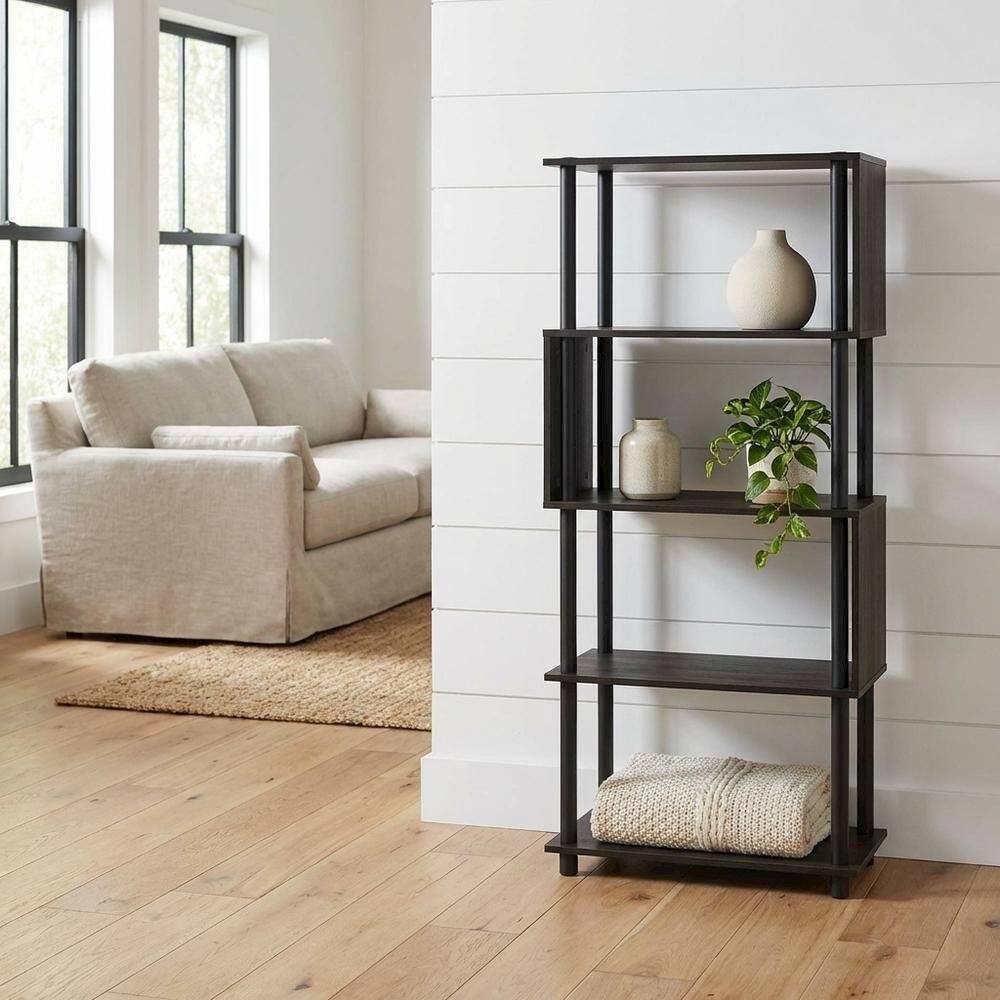 Angle. FurniFact - Wooden bookcase with simple design and sturdy construction - Espresso.