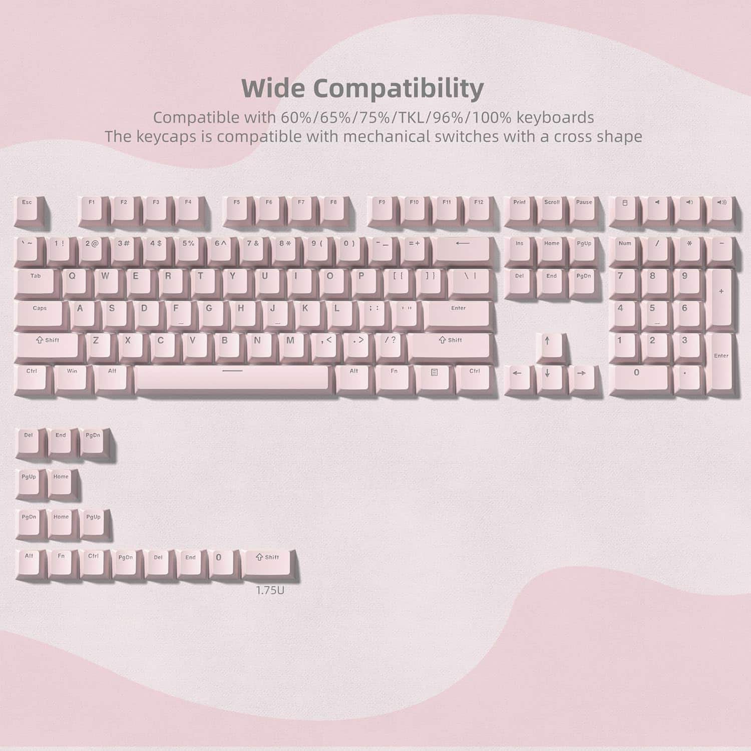 Womier - Shine Through Keycaps, PBT Keycap Cherry Profile Custom Keys Set for Cherry Gateron MX Switches Mechanical Keyboard - Pink-124 Keys price history on PriceWatchPro