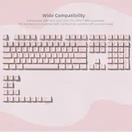 Womier - Shine Through Keycaps, PBT Keycap Cherry Profile Custom Keys Set for Cherry Gateron MX Switches Mechanical Keyboard - Pink-124 Keys