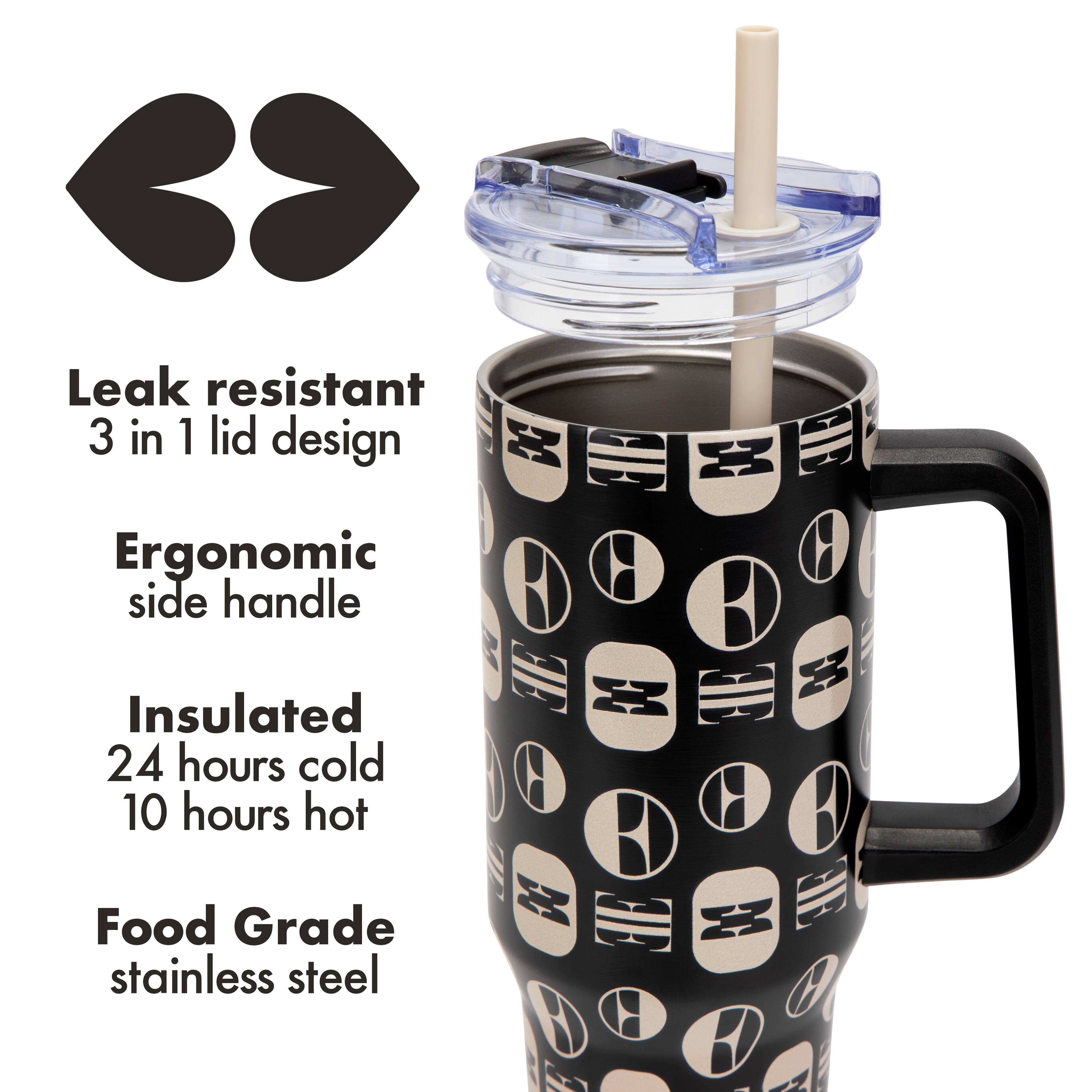Leak resistant 3 in 1 lid design  
Ergonomic side handle  
Insulated 24 hours cold 10 hours hot  
Food Grade stainless steel