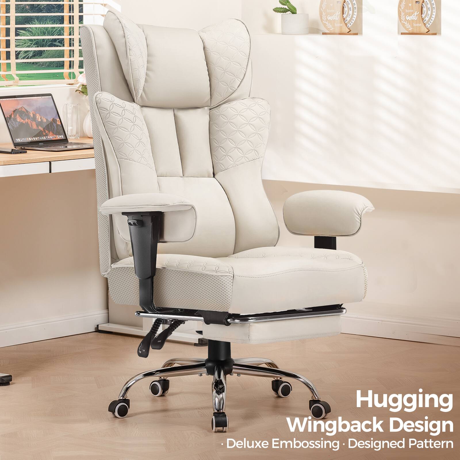 Hugging Wingback Design  
Deluxe Embossing • Designed Pattern