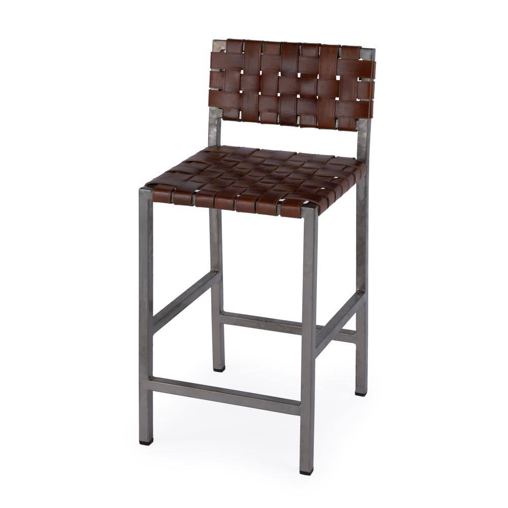Alt View 2. Butler Specialty - Bromley Iron and Leather 24.5" Counter Stool - Brown.