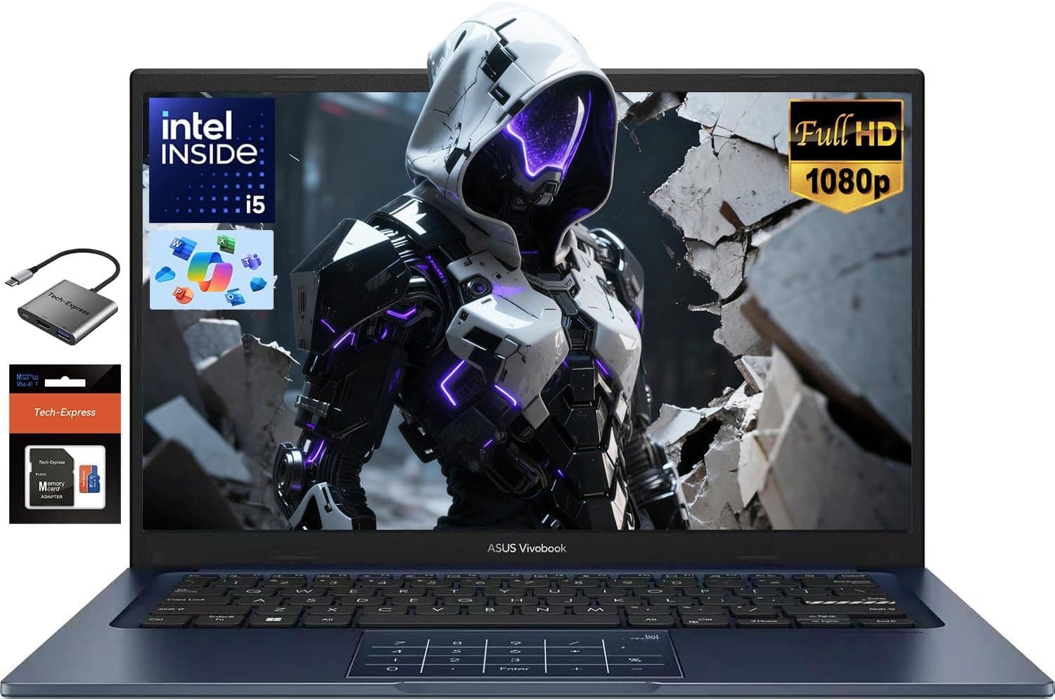 ASUS - Vivobook 14" FHD Laptop, Intel 10-Core i5-1334U (Beat i7-1250U), 16GB RAM 1TB SSD + 128GB SD Card W/Accessories - Quiet Blue