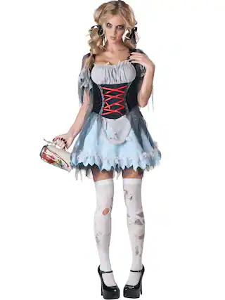 Front. InCharacter - Sexy Zombie Beer Maiden Costume Adult Large - Blue.