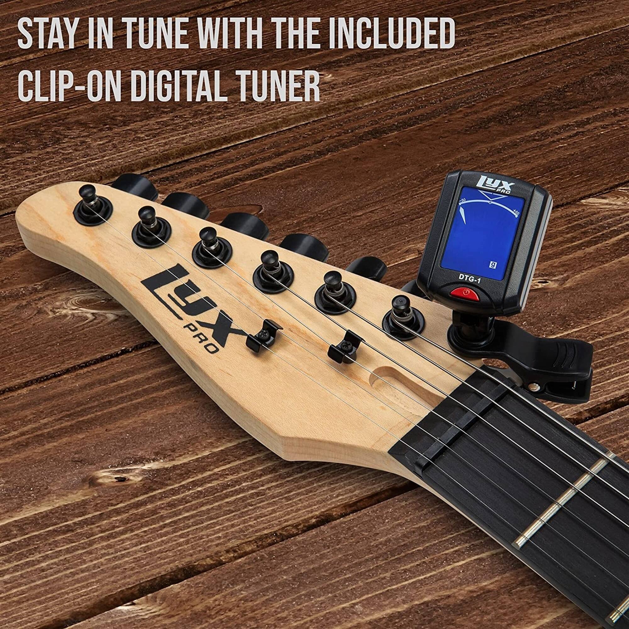 STAY IN TUNE WITH THE INCLUDED CLIP-ON DIGITAL TUNER LUX PRO DTG-1
