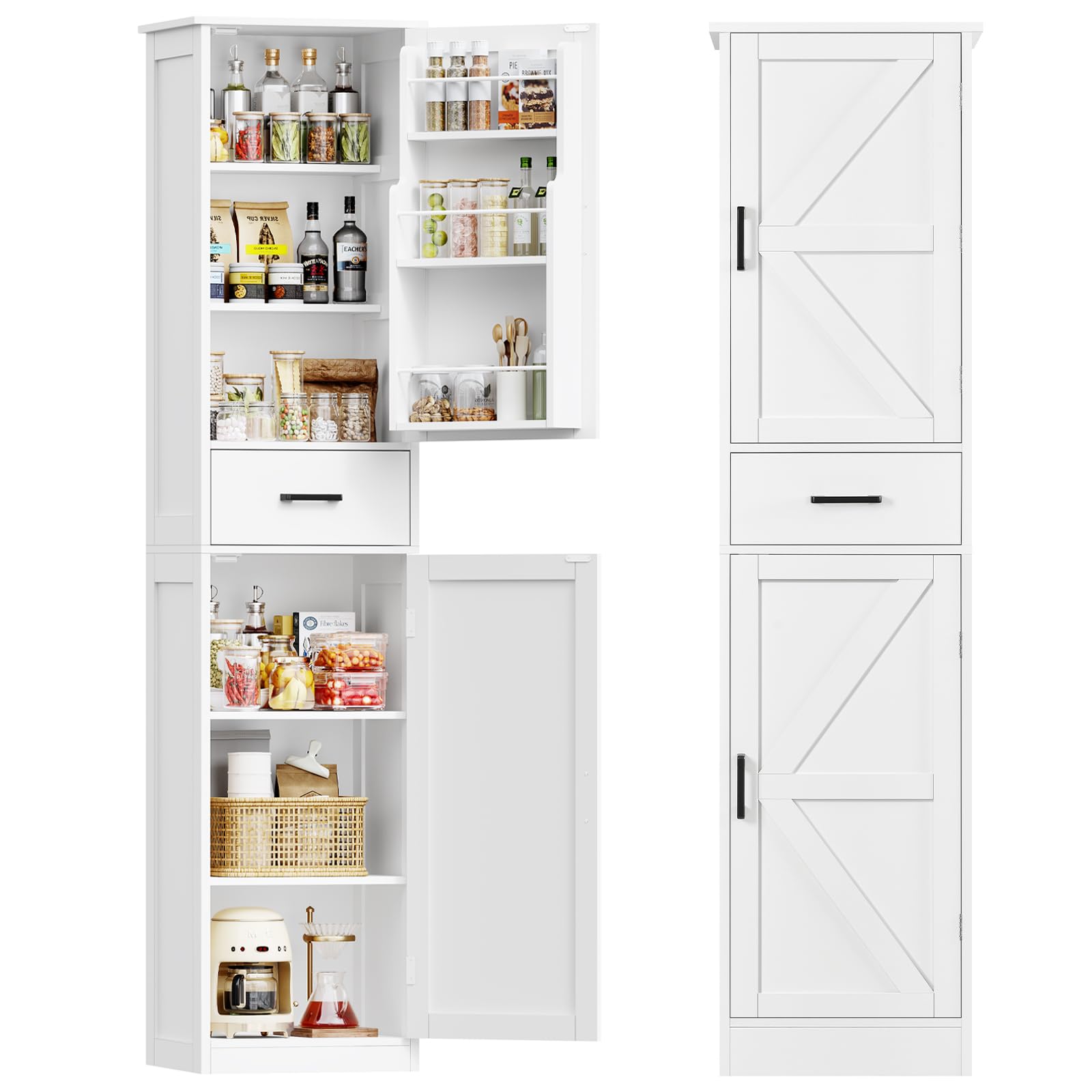 White With Door Shelves