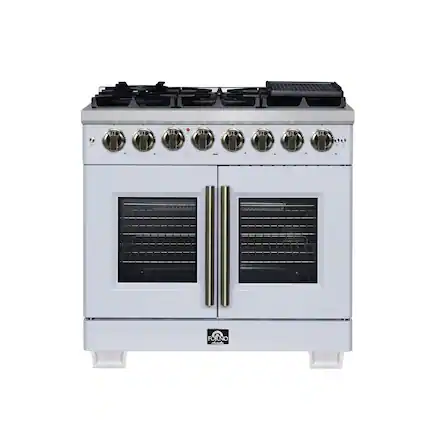 Front. Forno Appliances - 36 in. Wide 6 Burner Capriasca 5.36 Cu. Ft. Dual Fuel Freestanding Range with French Door Design - White.