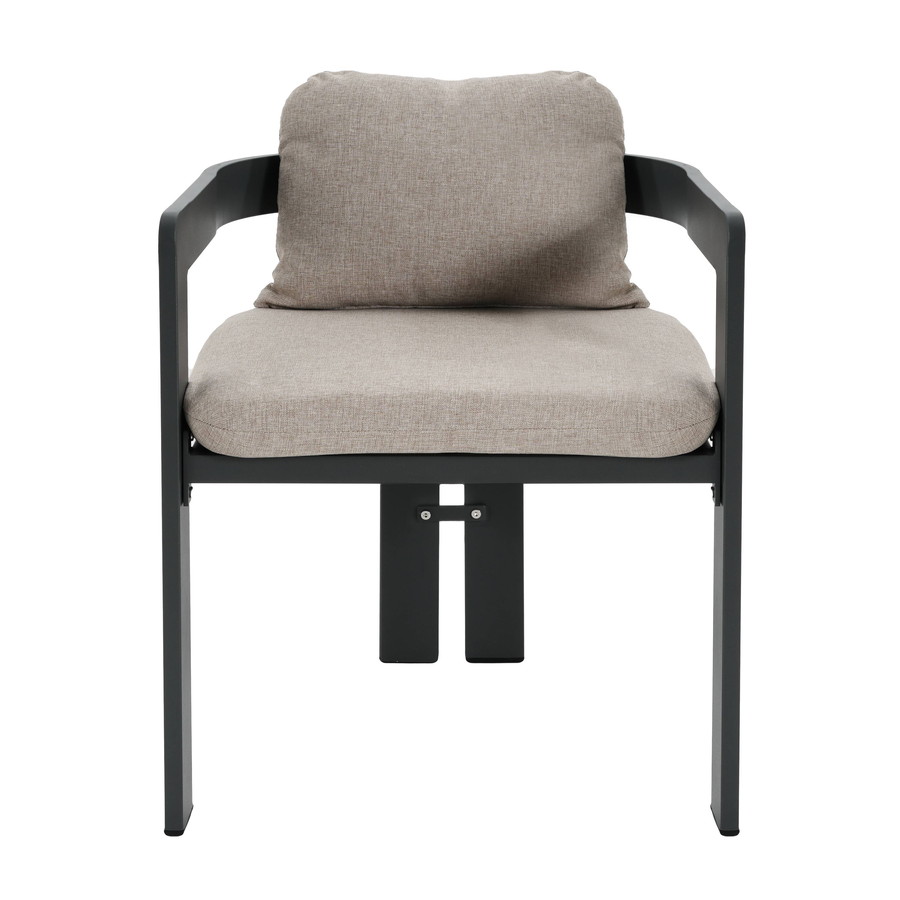 Alt View 1. Mondawe - Set of 2 Patio Outdoor Aluminum Dining chair with Cushion - Beige+Black.