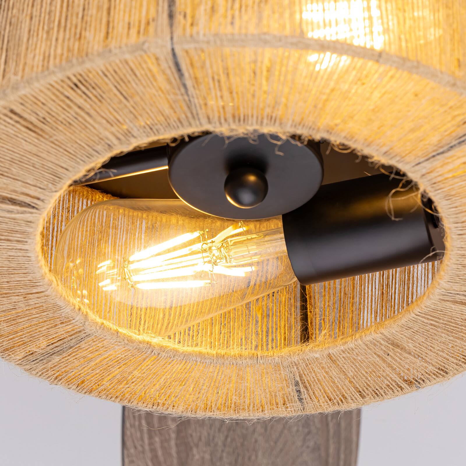 Alt View 5. Siljoy - 46-in Boho Black Hemp Ceiling Fan with Light and Remote Control Include(Bulb not include) - Black.