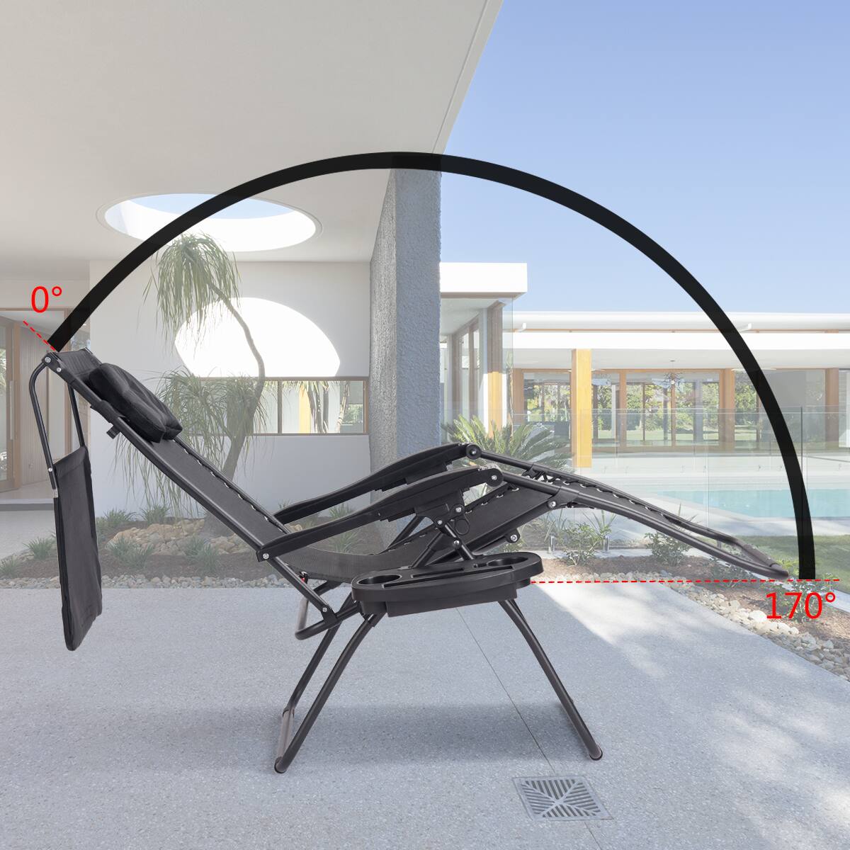 Alt View 1. Costway - Costway Folding Recliner Zero Gravity Lounge Chair W/ Shade Canopy Cup Holder - Black.