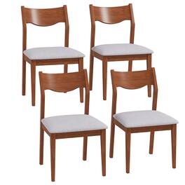 Gymax - Wooden Dining Chair Set of 4 w/ Rubber Wood Frame Wide Padded Seat - Walnut