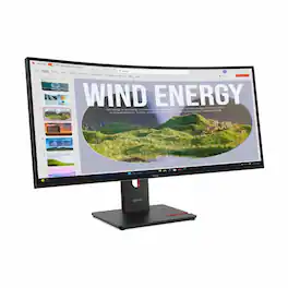 Lenovo - ThinkVision T34WD-40 34" Class UW-QHD Curved Screen LED Monitor - 21:9 - Eclipse - Black