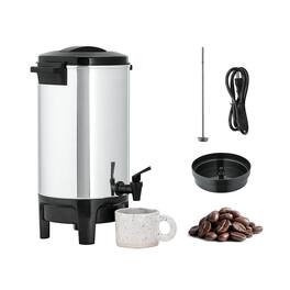 Glintex - Commercial Coffee Urn 40 Cup Hot Beverage Dispenser with Dripless Faucet Quick Brew Coffee Maker for Events and Church - Silver