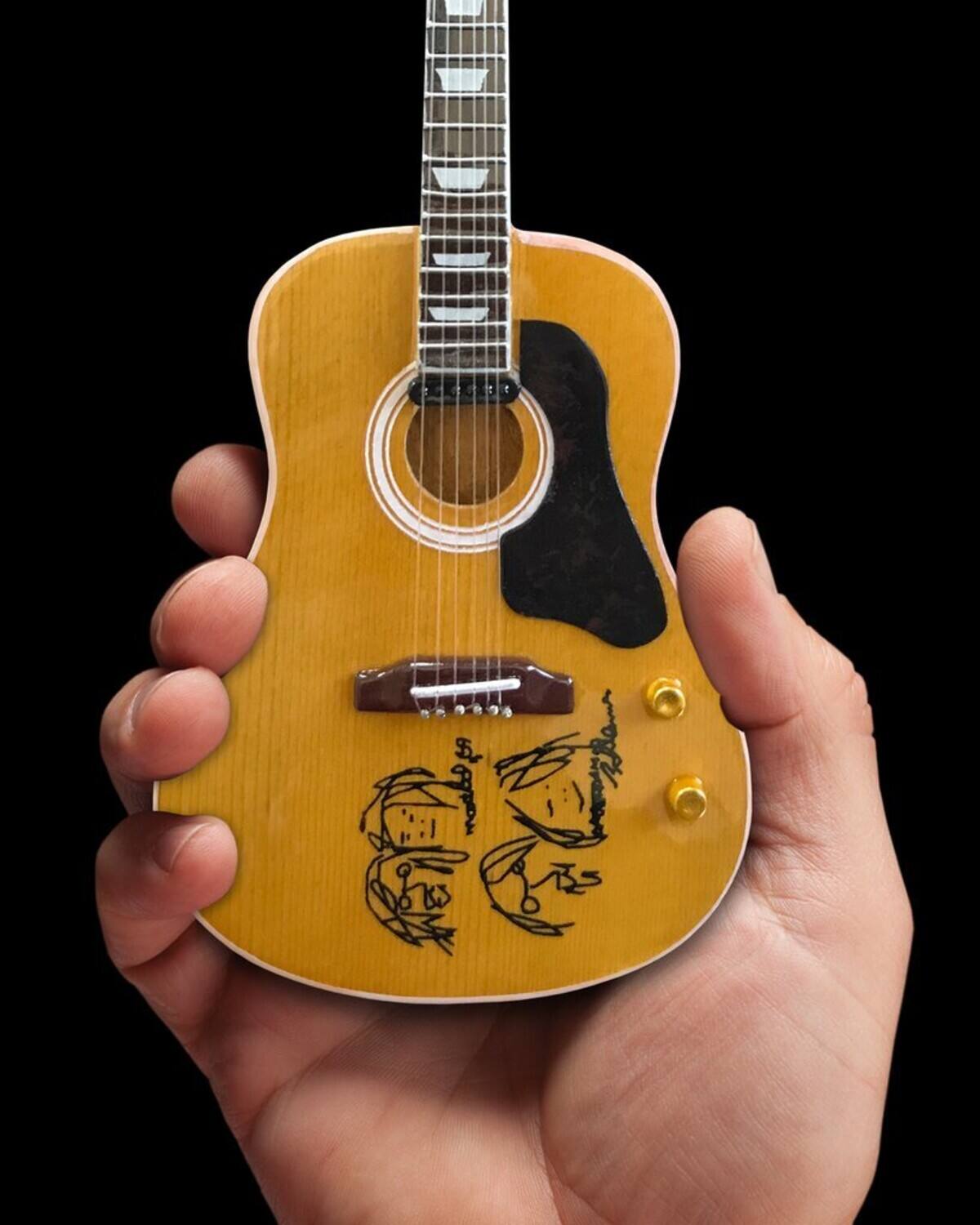 Alt View 3. Axe Heaven - Axe Heaven -John Lennon - Give Peace A Chance Miniature Acoustic Guitar Replica Collectible   - Collectibles - Multicolor.