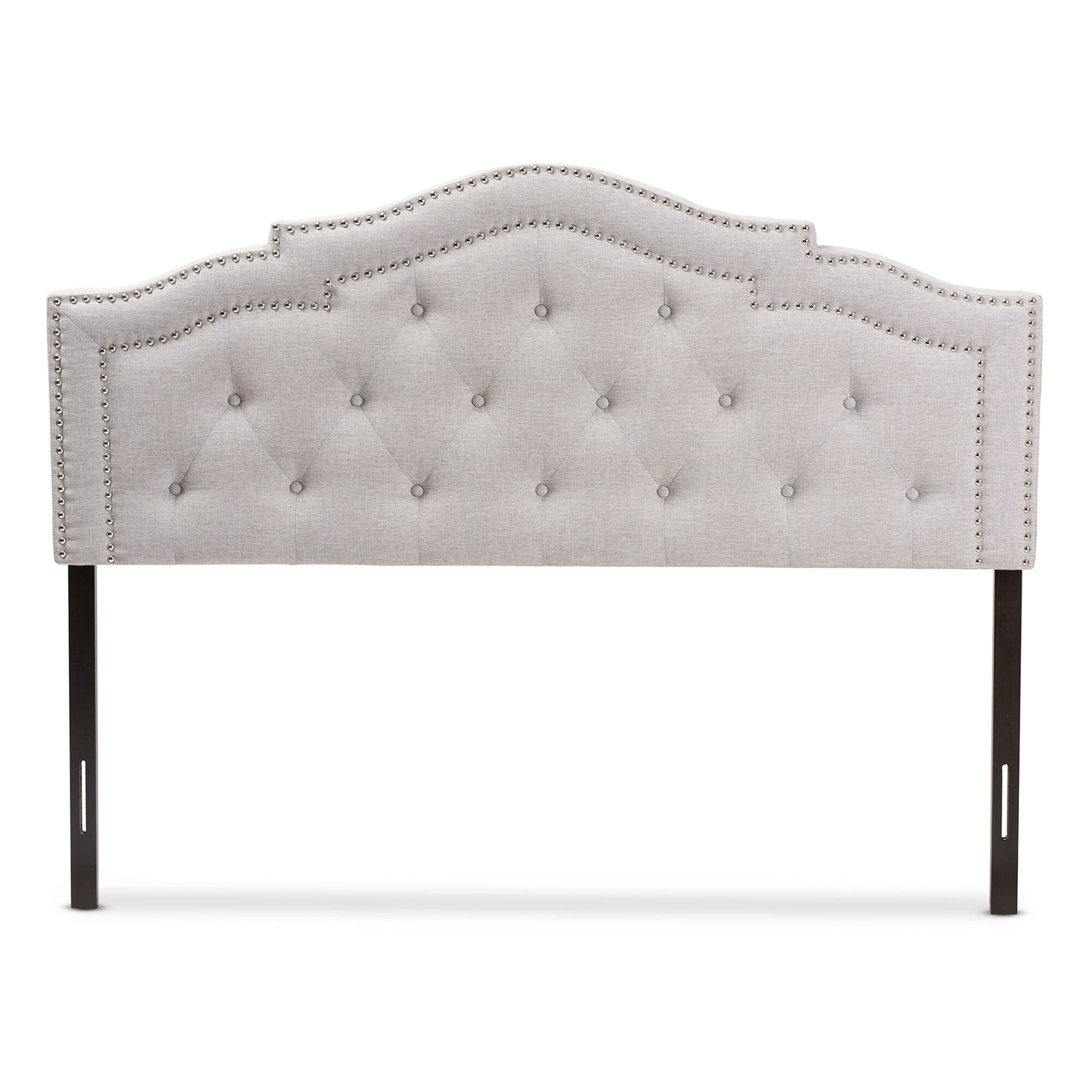 Angle. Baxton Studio - Edith Modern and Contemporary Fabric Queen Size Headboard - Greyish Beige.