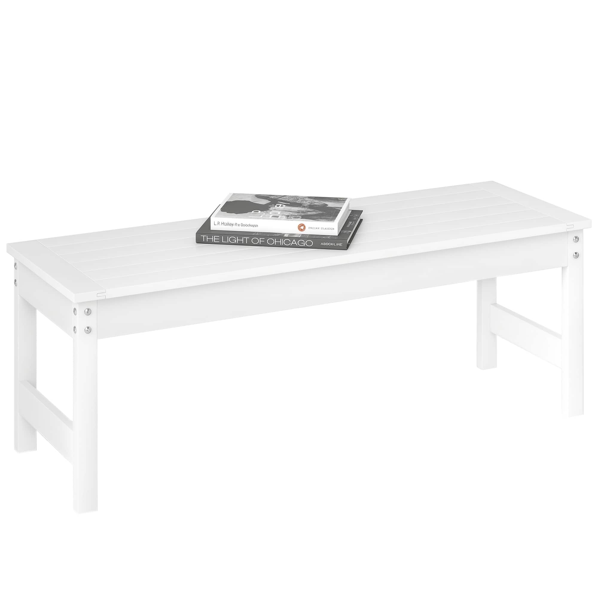 Outsunny - Outdoor Bench Seat, HDPE All-Weather Garden Bench, Backless Slatted Patio Bench for Yard, Porch - White