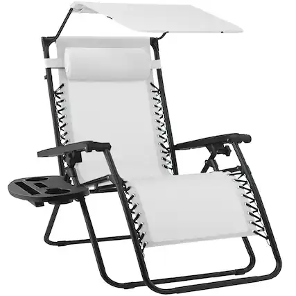 Front. Best Choice Products - Best Choice Products Folding Zero Gravity Recliner Patio Lounge Chair w/ Canopy Shade - Snow/Black - White.