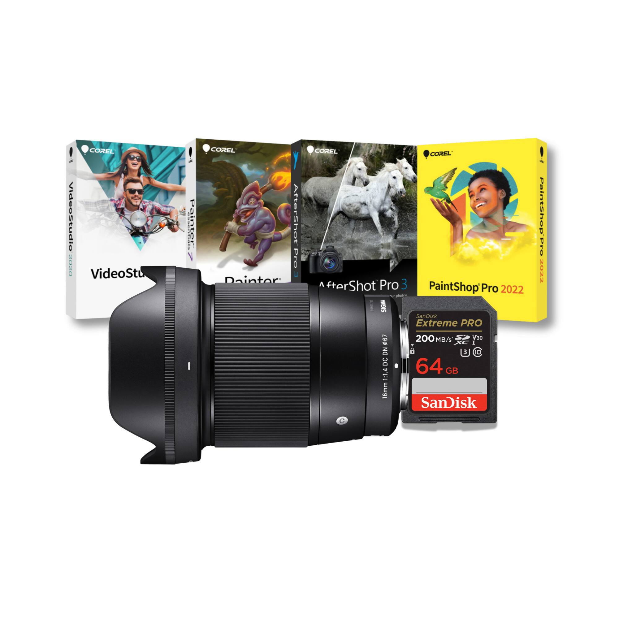 VideoStudio 2020  
COREL  
VideoStudio  
COREL  
AfterShot Pro 3  
COREL  
PaintShop Pro 2022  
SanDisk Extreme PRO  
67  
200 MB/s  
V30  
DC 64  
1.4 GB  
16mm  
SanDisk  
AfterShot Pro 3  
PaintShop Pro 2022