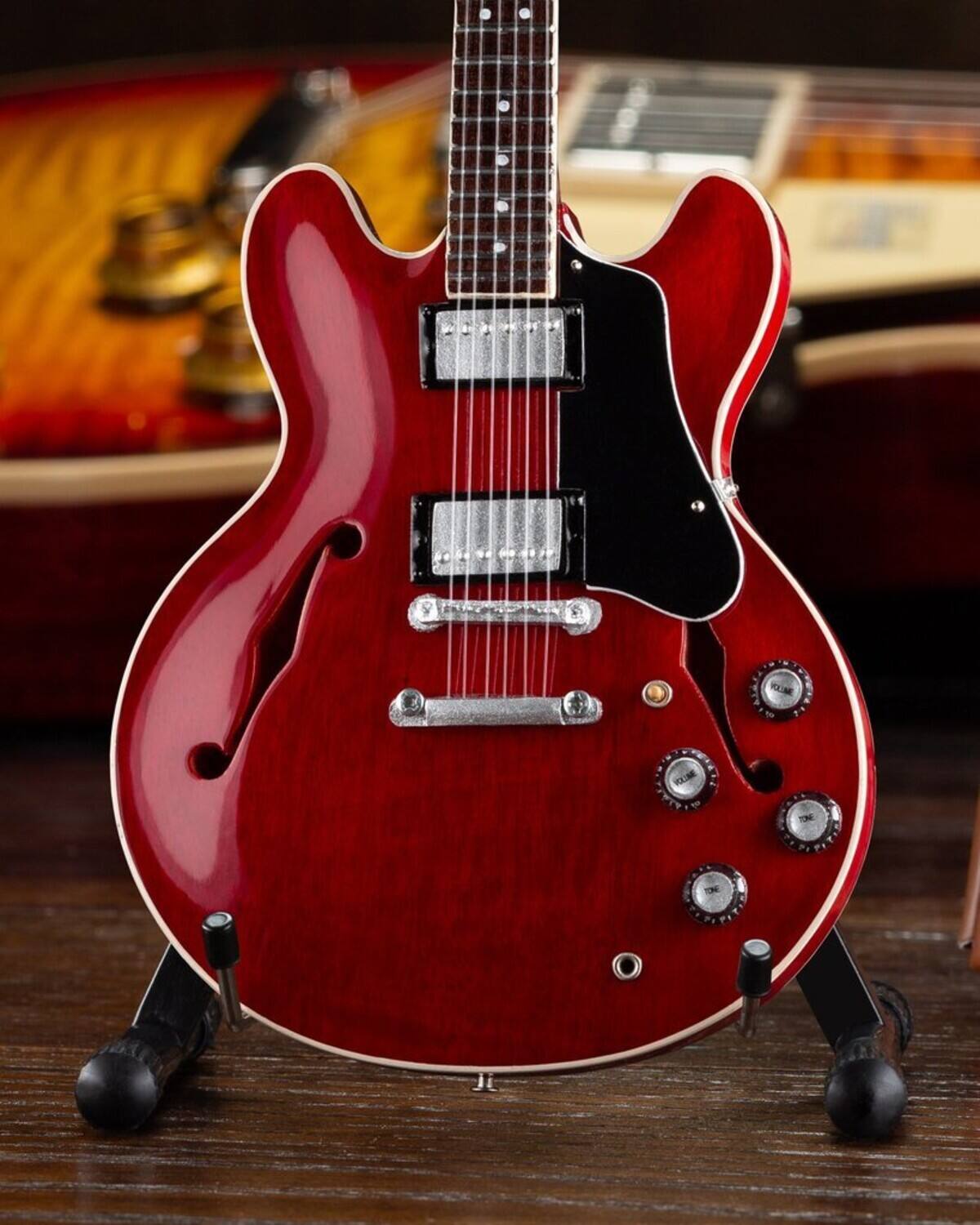 Alt View 3. Axe Heaven - Axe Heaven -Gibson ES-335 Faded Cherry Red Mini Guitar Replica Collectible   - Collectibles - Multicolor.