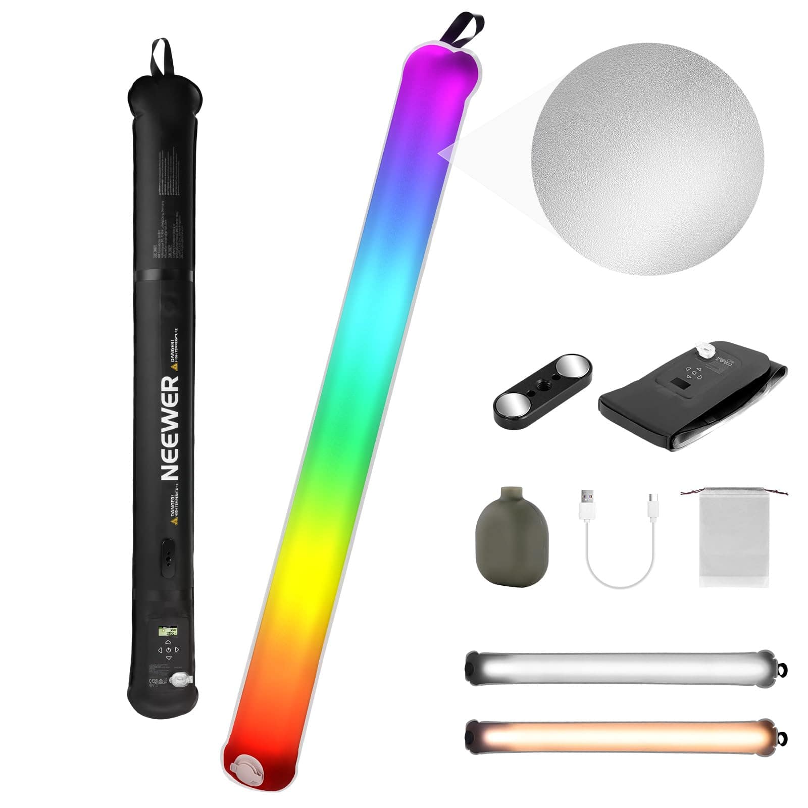 Neewer - 30W Handheld RGB Inflatable Light Stick - 35.5" Portable Tube with 17 Effects for Video & Photo