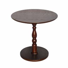 Ecooso - 23'' Accent Round Table, Round Side Table, Small Table for Small Spaces, Modern Accent Nightstand,Solid Wood Leg - Walnut Brown