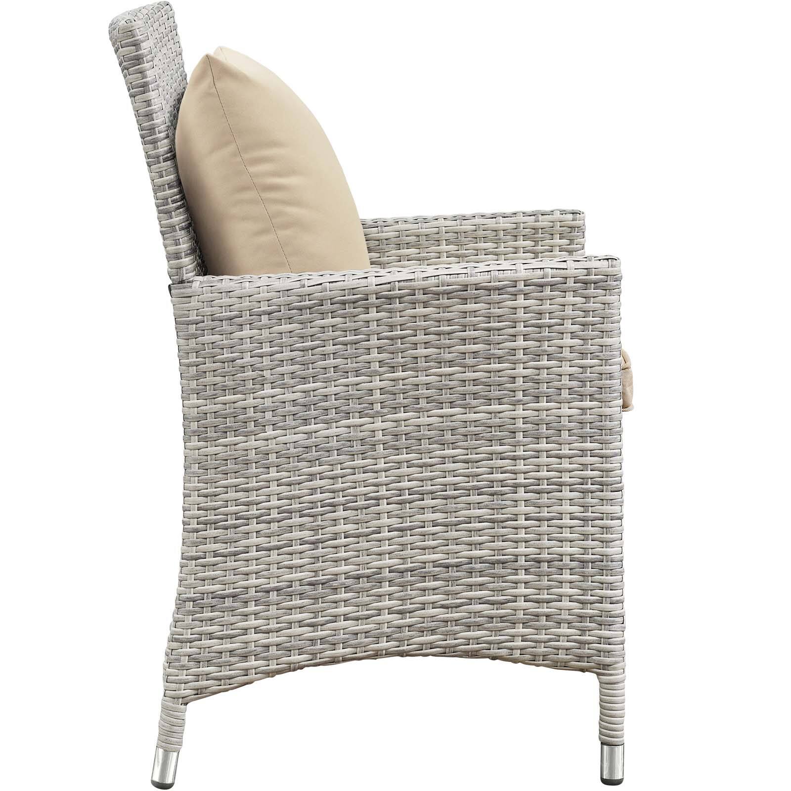 Alt View 2. Modway - Bridge 4 Piece Outdoor Patio Patio Conversation Set with Pillow Set by Modway - Light Gray Beige.