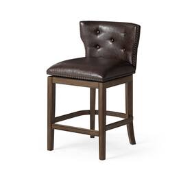 Maven Lane - 26" Hugo Counter Stool Finish with Vegan Leather - Walnut
