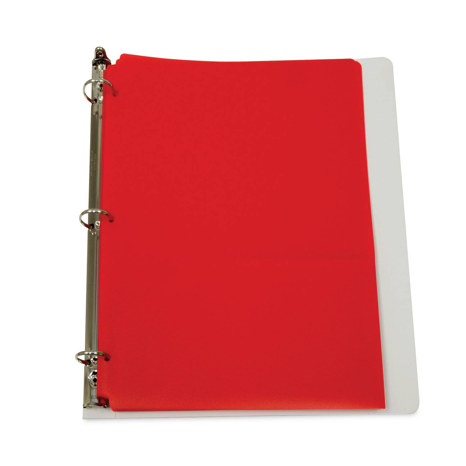 Left. C-Line Products - Two-Pocket Heavyweight Poly Portfolio Folder, 3-Hole Punch, 11" x 8.5", Red, 25/Box.