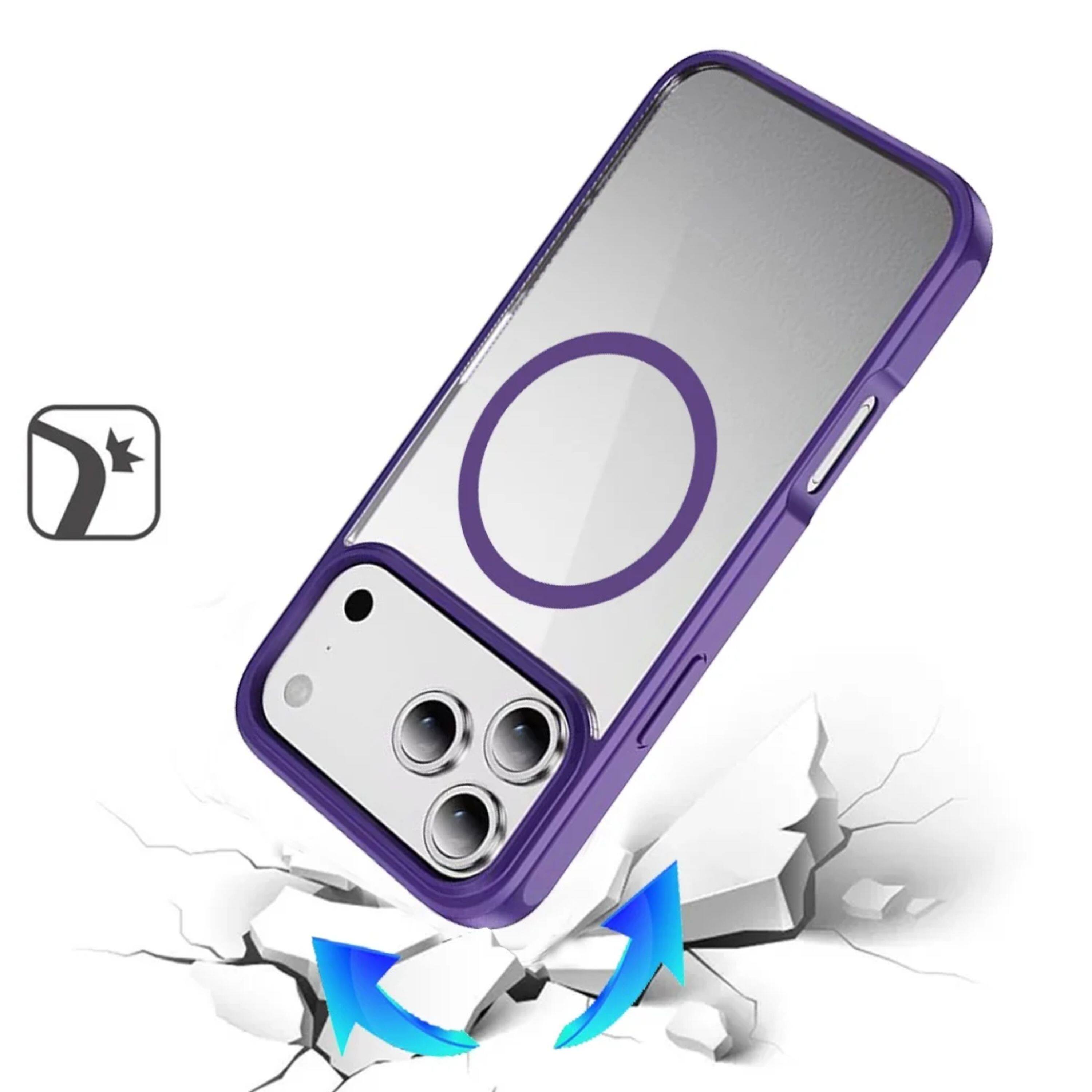 Angle. Kitcheniva - Shockproof Premium Magnetic Circle Phone Case With Tempered Glass For iPhone 17 Pro Max Dark Purple - Dark Purple.
