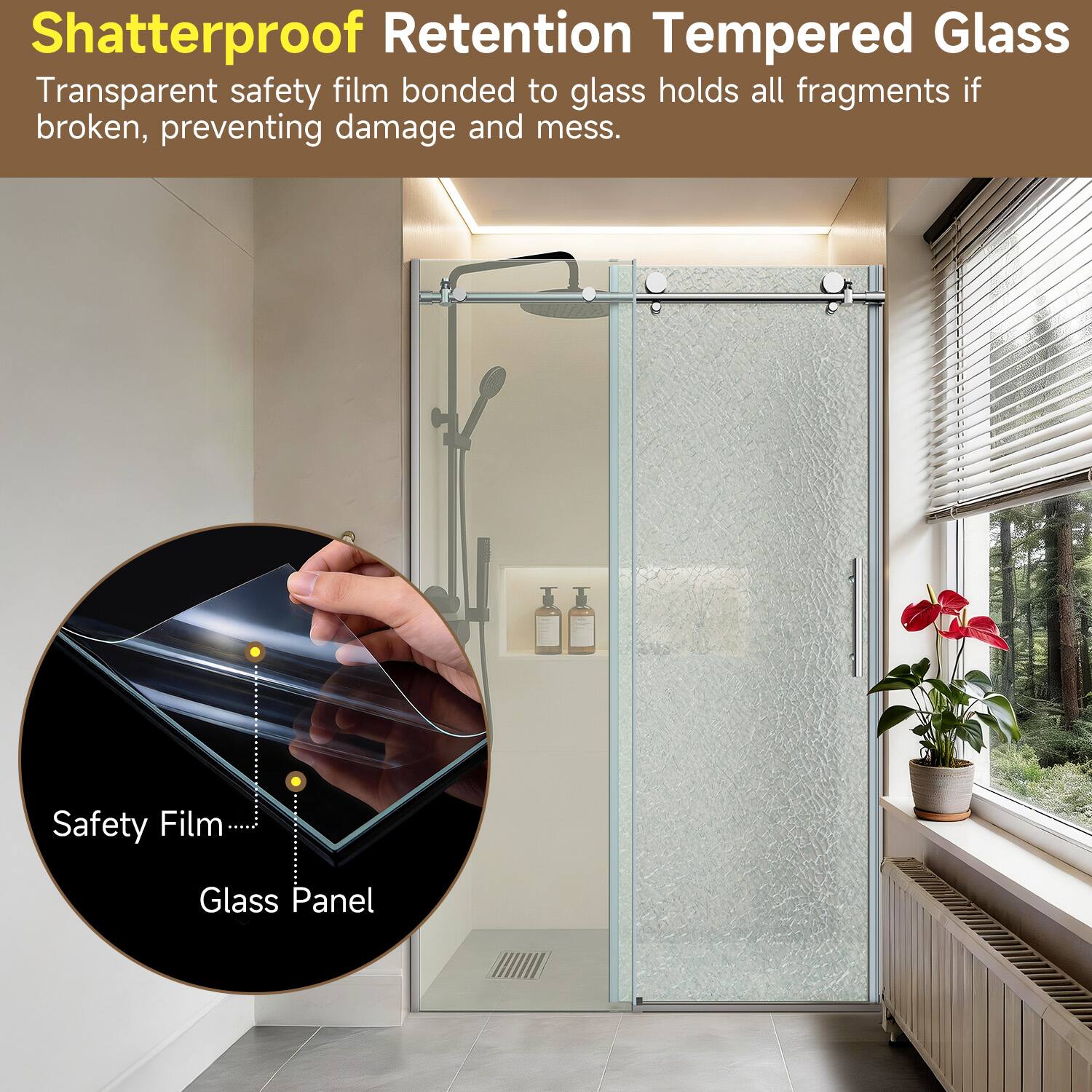 Shatterproof Retention Tempered Glass

Transparent safety film bonded to glass holds all fragments if broken, preventing damage and mess.

Safety Film...
Glass Panel