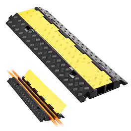 VEVOR - Cable Protector Ramp, 22,000 lbs/axle Capacity, 2 Channel Heavy Duty Rubber Cord Hose Wire Cover, 2.2 x 2 in Channel - Black + Yellow