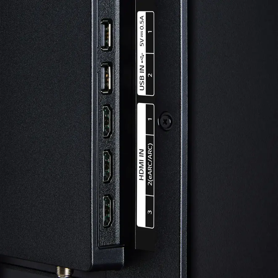 The text on the image reads:

1. 0609
2. USB 1 IN
3. HDMI 2 (eARC/ARC)
4. 5V=0.5A
5. 5V 1 IN
6. IN 2
7. IN 3