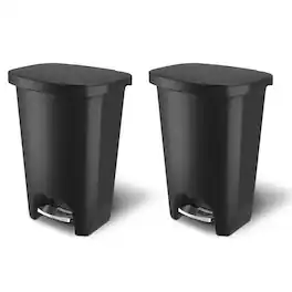Glad - Trash Can w/ Lid, Stainless Pedal, Garbage Bag Rings, 20 Gal, Black, 2 Pack - Premium