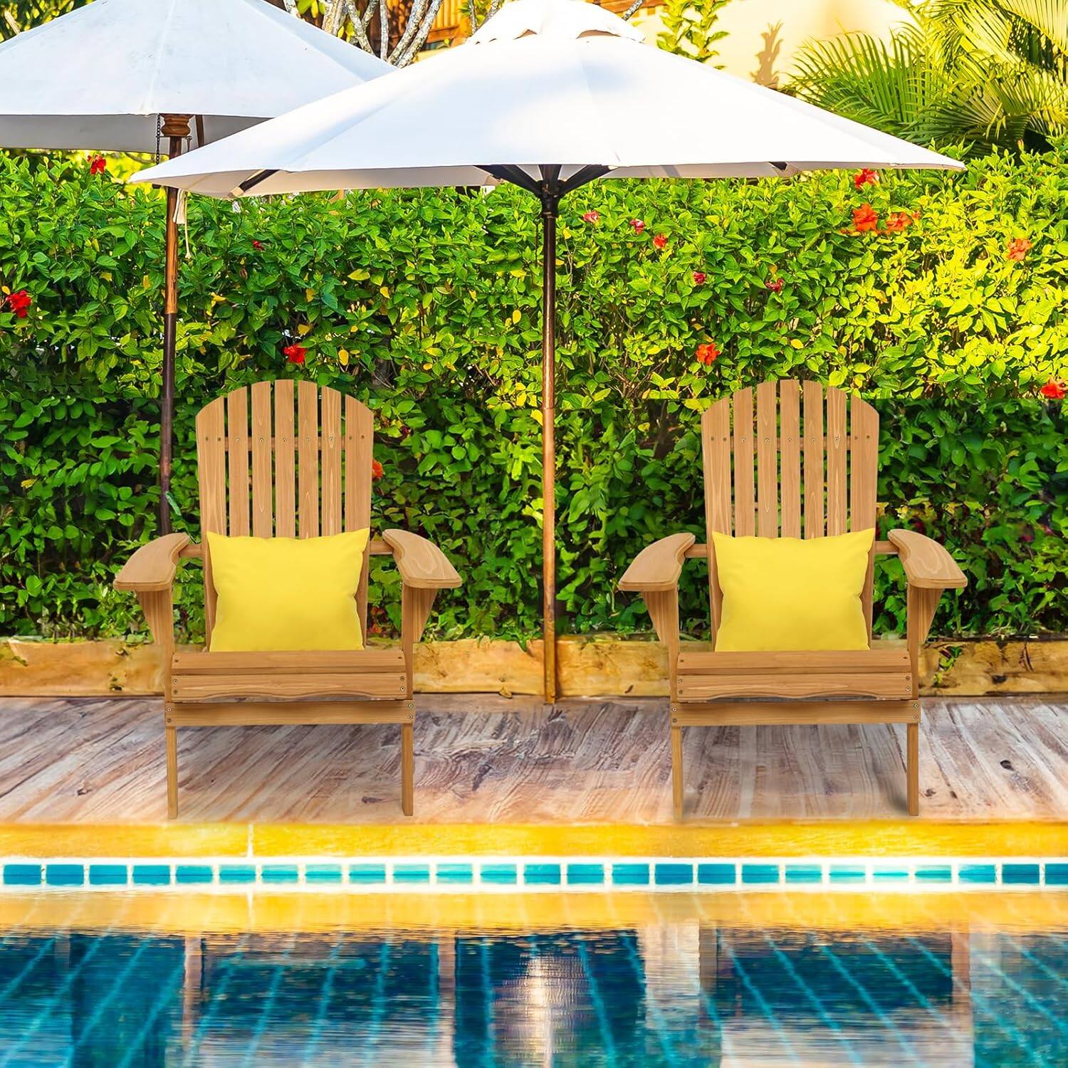 Alt View 5. Winado - 1PC Wooden Folding Adirondack Chair, Foldable Fire Pit Chair for Indoor Outdoor Patio Garden Porch Yard Pool Balcony - Teak.