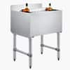 Front. VEVOR - Commercial Ice Bin, 82.9 Qt Max Capacity, 30 x 19 x 33 Inch Stainless Steel Ice Chest with Sliding Lid and Bottle - Silver.