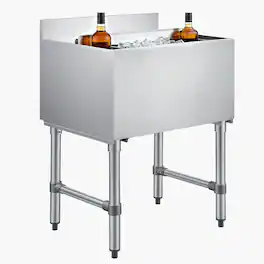 VEVOR - Commercial Ice Bin, 82.9 Qt Max Capacity, 30 x 19 x 33 Inch Stainless Steel Ice Chest with Sliding Lid and Bottle - Silver
