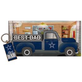Fan Creations - Dallas Cowboys 6'' x 12'' Best Dad Truck Sign & Key Chain Bundle - Multicolor