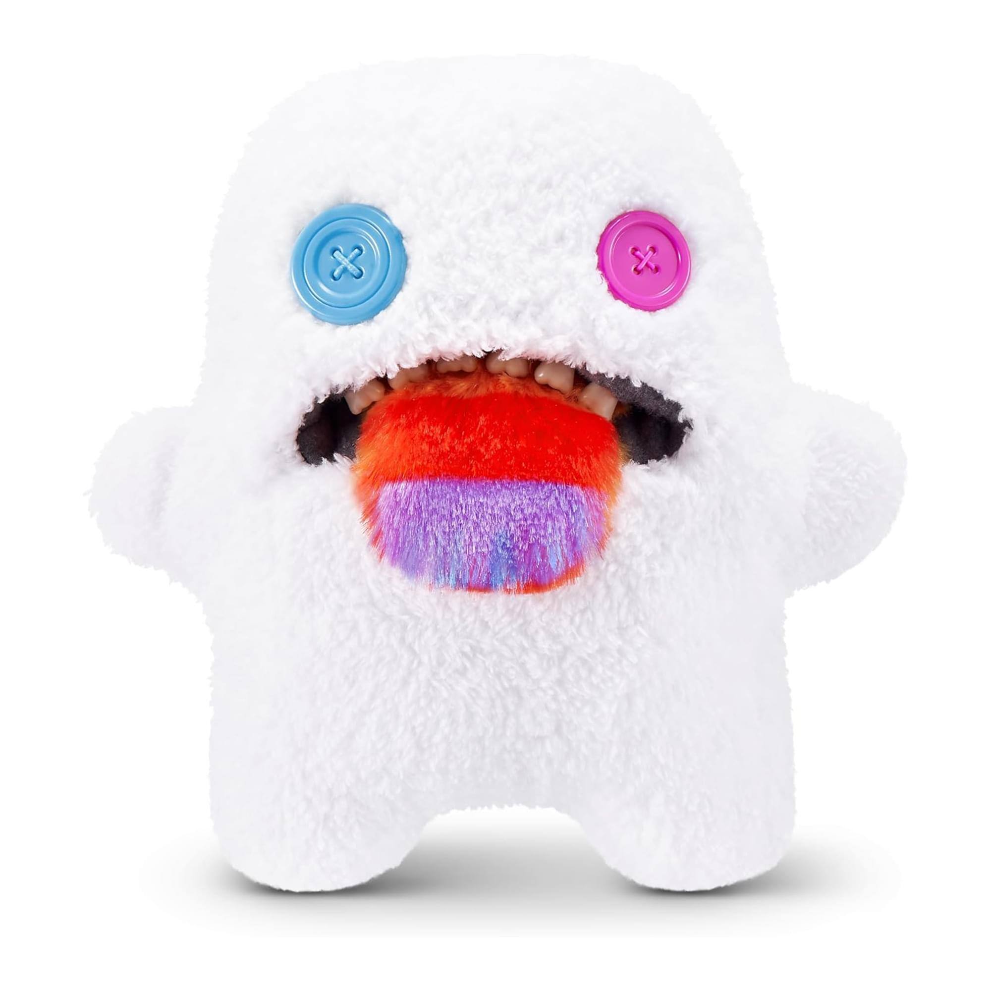 Front. ZURU - Fuggler Hairy Fuggs 9 Inch Plush | Oogah Boogah (Rainbow Tongue) - White.