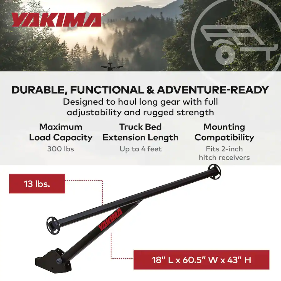 Turck Bad Rack Yakima LongArm Aluminum Hitch Mounted Adjustable Truck Bed Extender ...