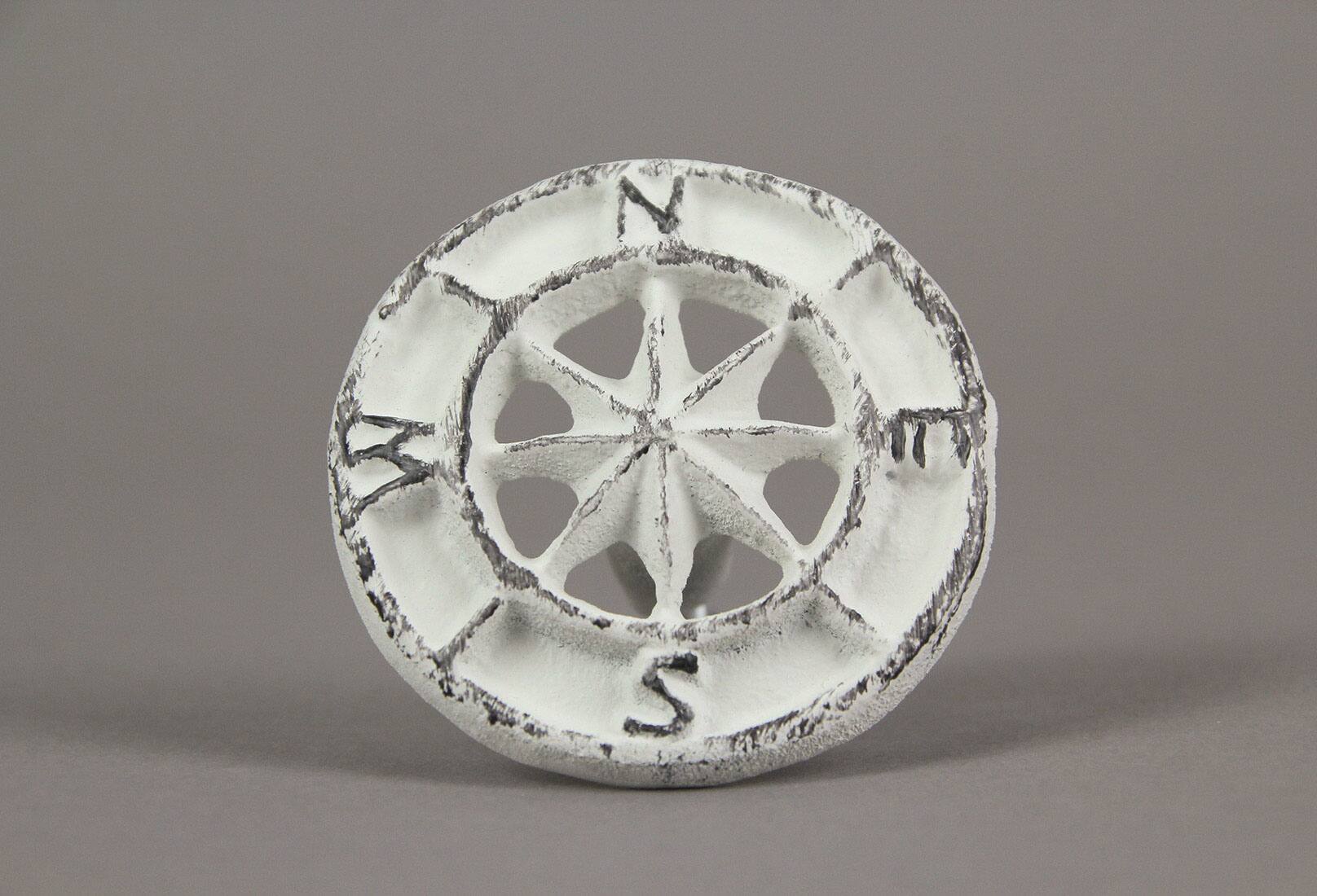 Alt View 9. Zeckos - Set of 12 White Cast Iron Compass Rose Cabinet Hardware Knobs Drawer Pull Handle - White.