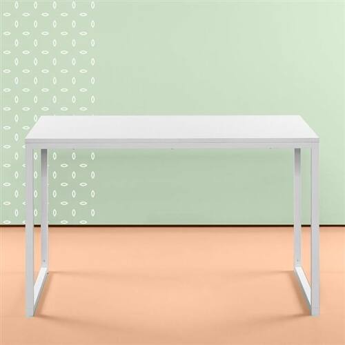 Back. SlickBlue - Contemporary Desk with Metal Frame and Wood Surface for Home Office - White.