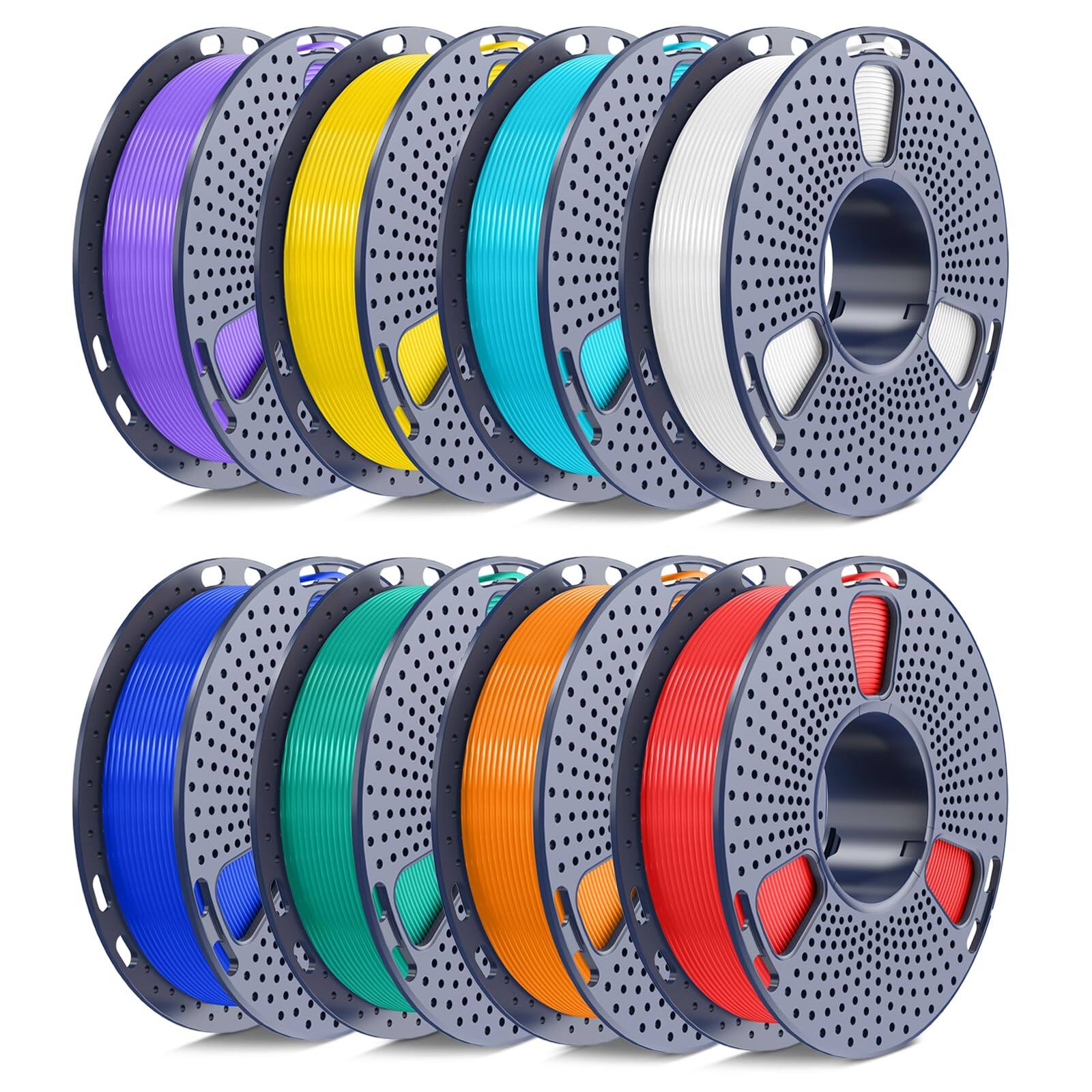 GlowWise - 250g PLA Bundle, 1.75mm, 8 vibrant colors. Neatly wound & vacuum sealed. Perfect for multi-color projects.