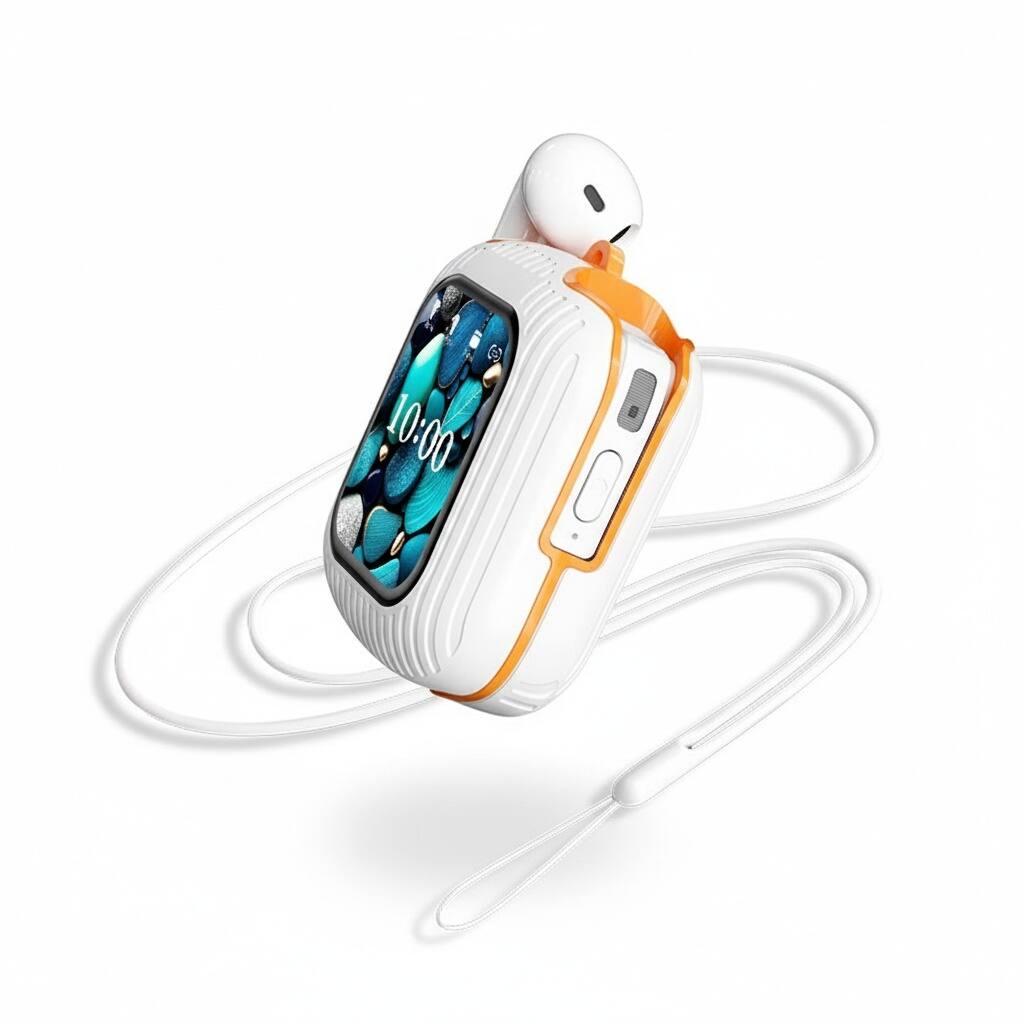 Left. 3P Experts - Blink Buds True Wireless Earbuds with Digital Display - White/Orange.