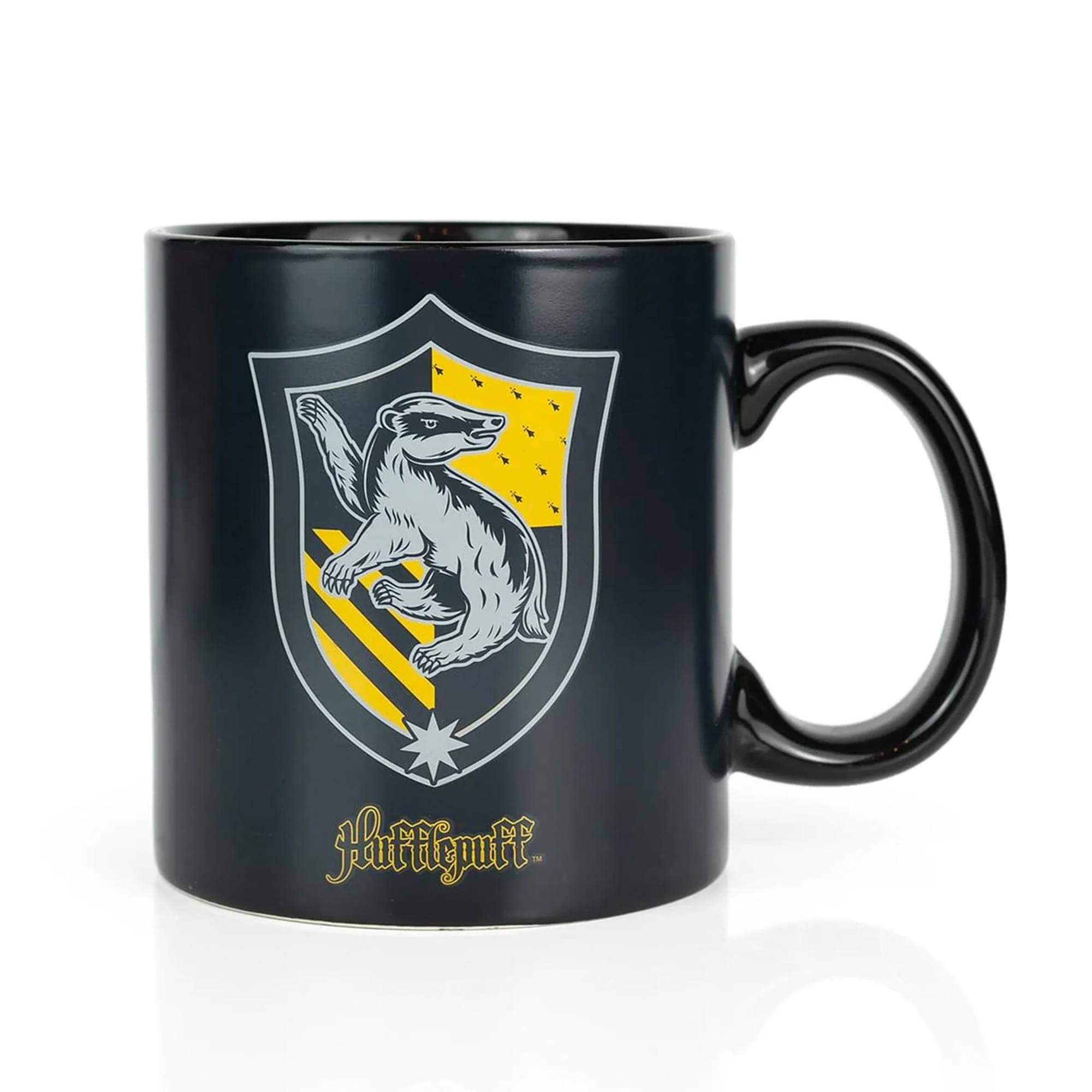 Front. Harry Potter - Harry Potter Hufflepuff 20oz Heat Reveal Ceramic Coffee Mug | Color Changing Cup - Black.