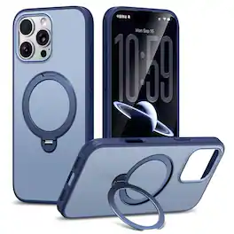 Dteck - Magnetic Case for Apple iPhone 16 Pro with 360° Rotating Ring Stand, Military-Grade Shockproof Protective Cover - Blue