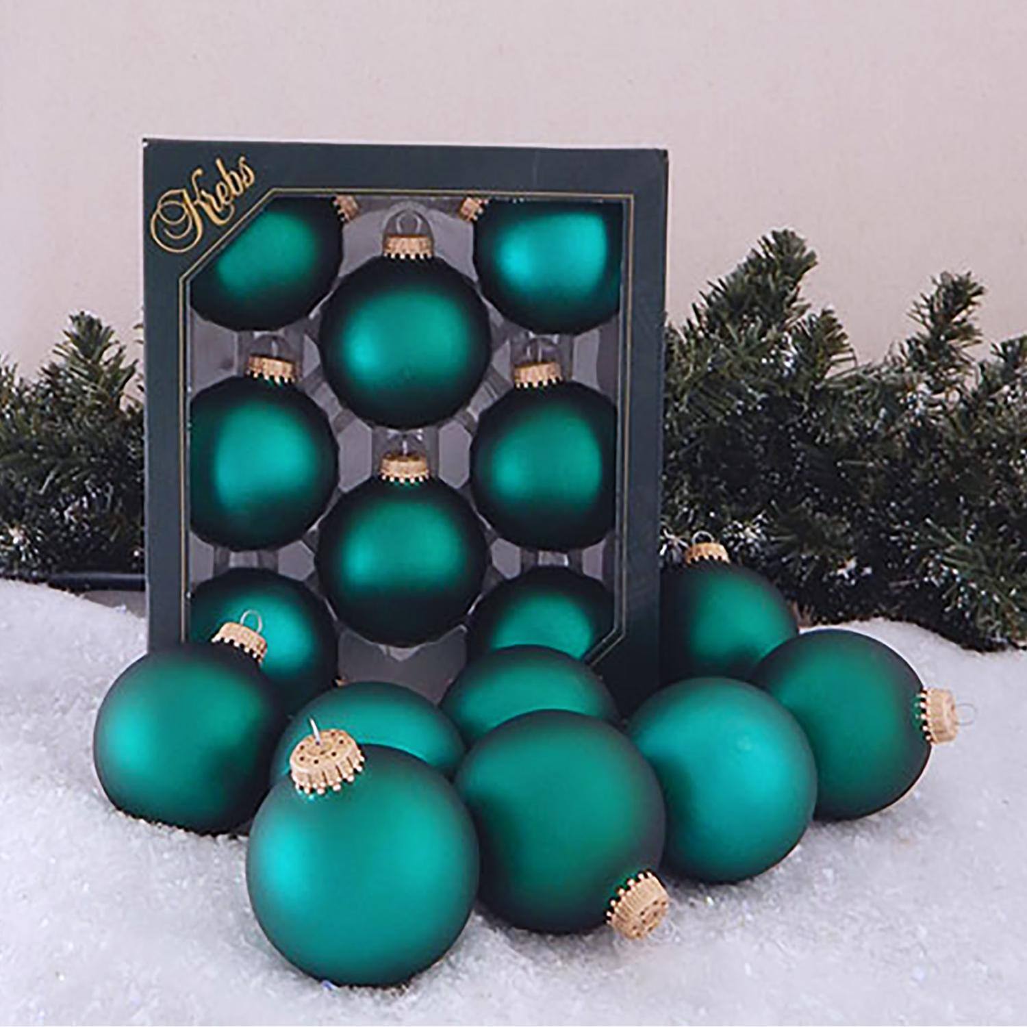 Left. Krebs - Christmas by Krebs Green Velvet Ball Ornament (Case of 12) - Green.